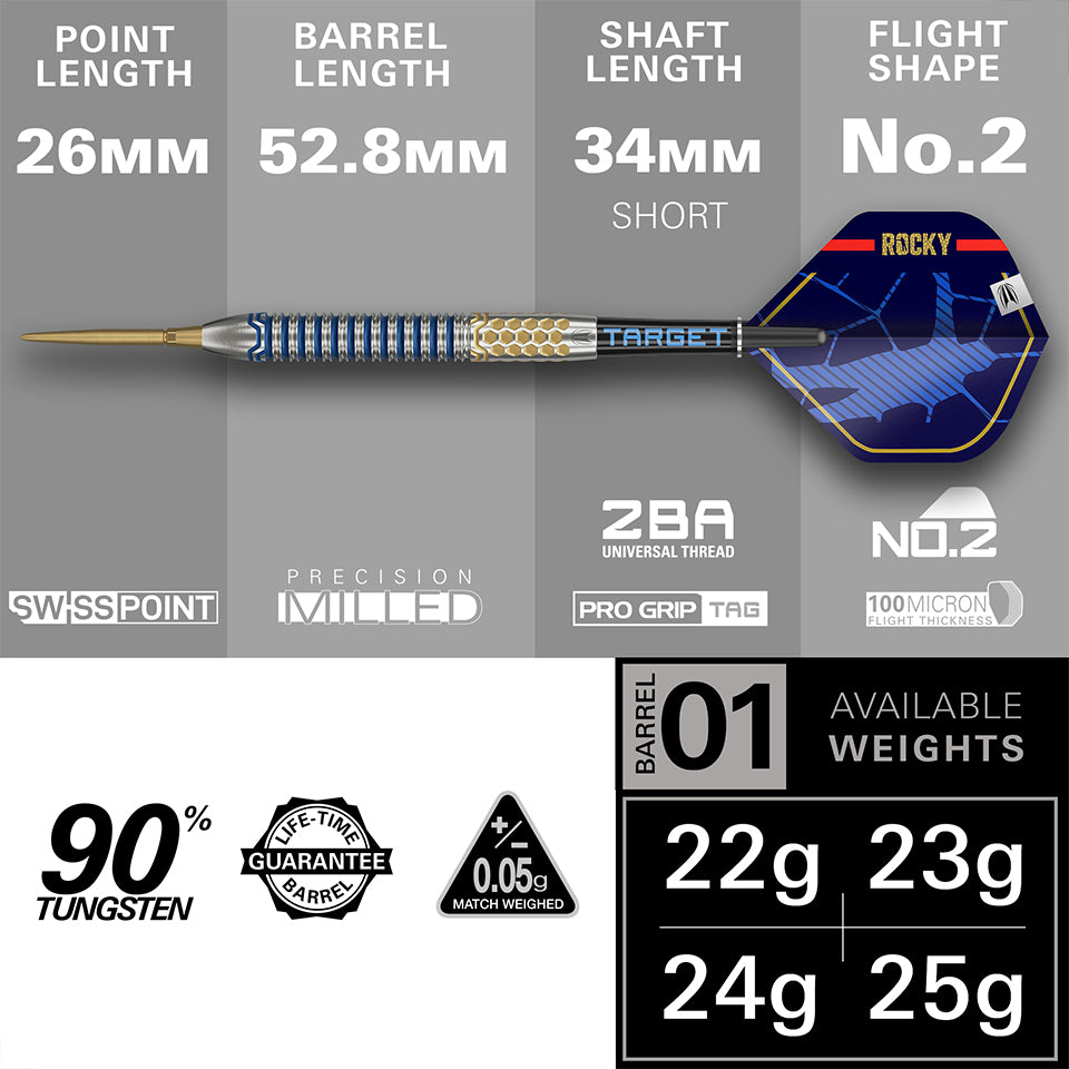 Target Josh Rock G1 Swiss Point Steel Tip Darts - 25gm