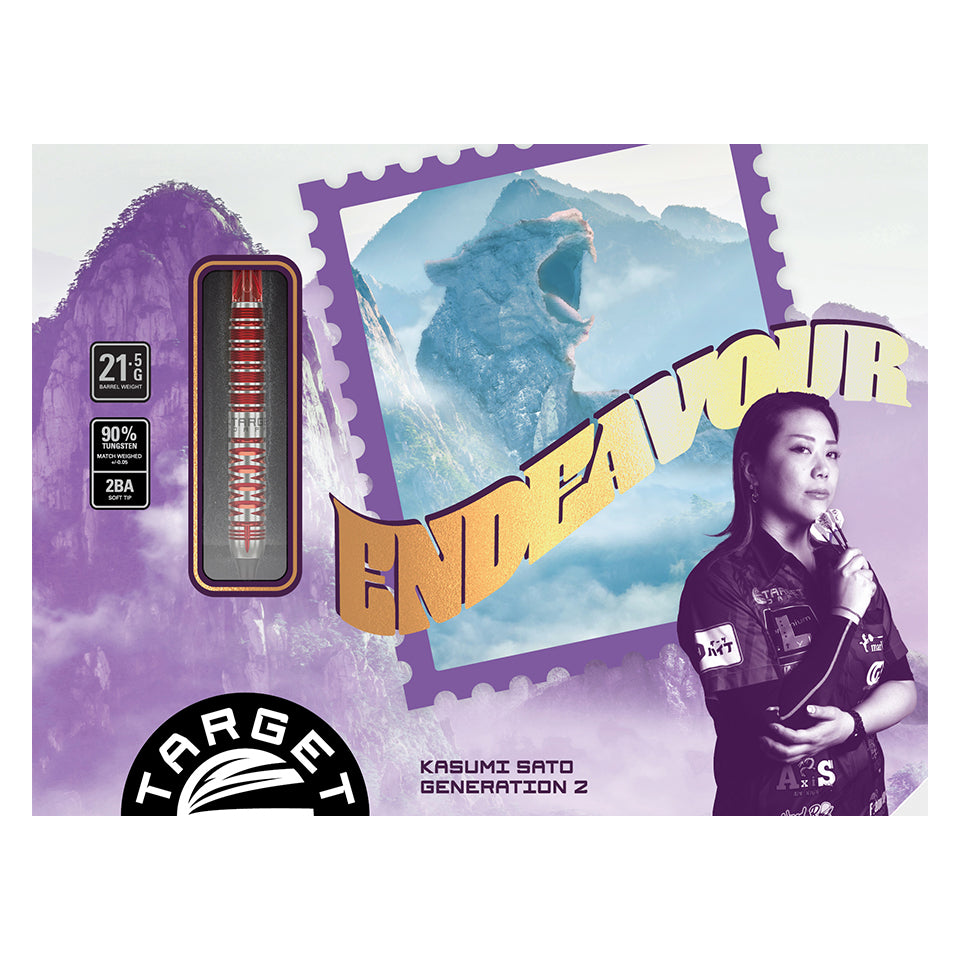 21，5ｇ　TARGET JAPAN ENDEAVOU G2 MAX 90% Target Kasumi Sato Endeavour Max G2 Soft Tip Darts - 21.5gm