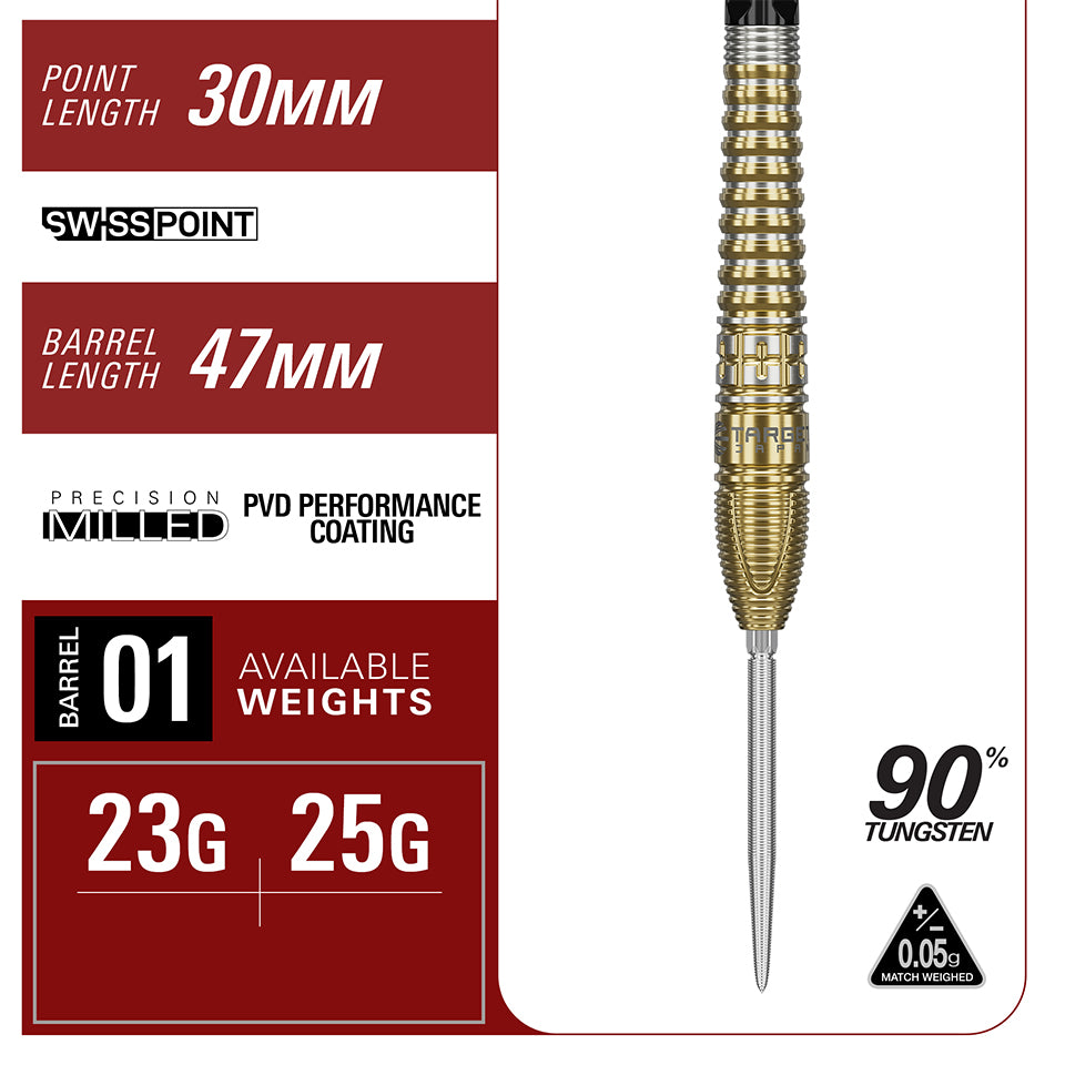 Target Prime Series Hot Shot G3 Swiss Point Steel Tip Darts - 23gm