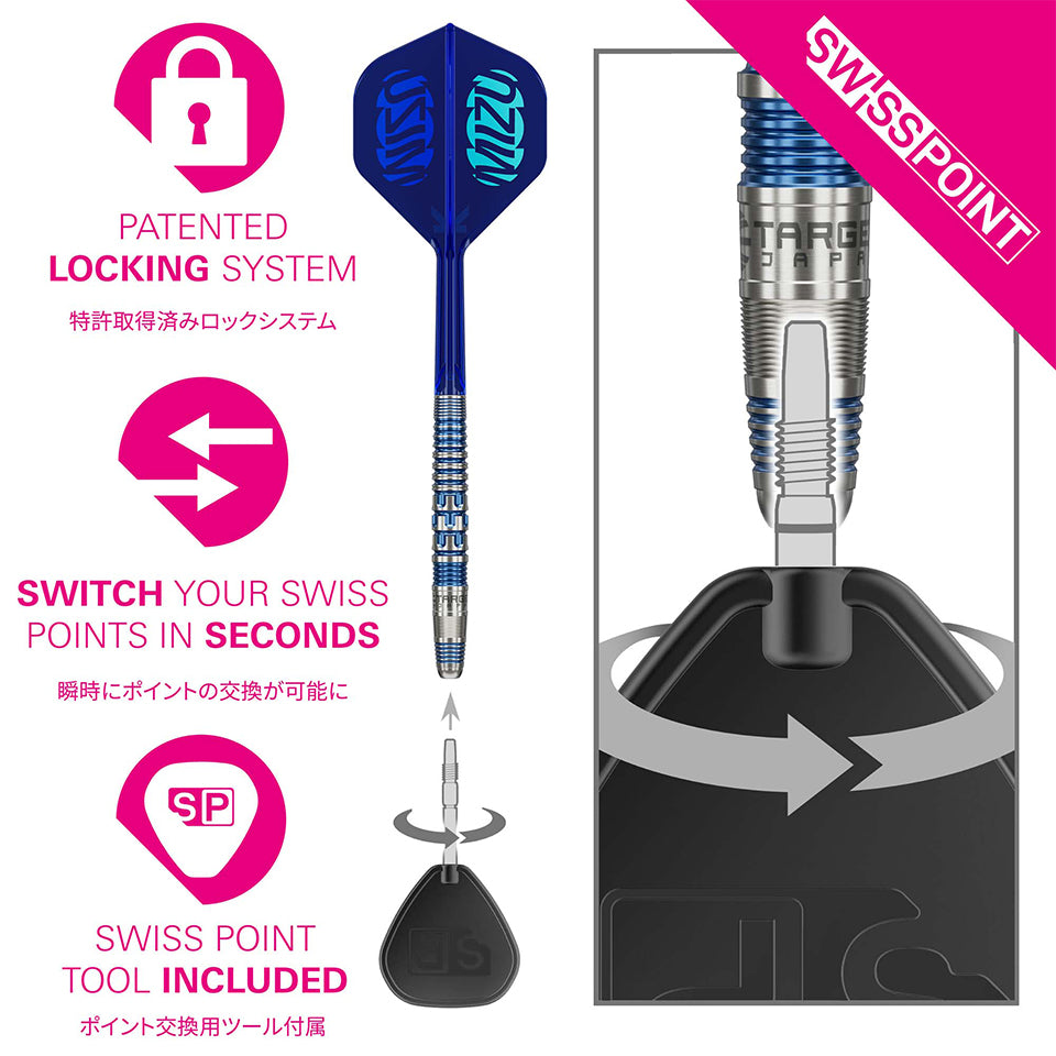 Target Prime Series Mizu 01 Swiss Point Steel Tip Darts - 24gm