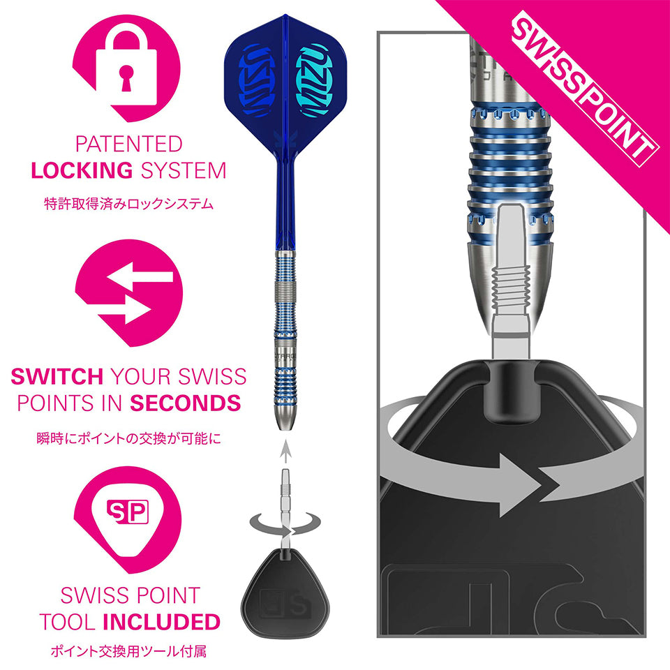 Target Prime Series Mizu 02 Swiss Point Steel Tip Darts - 24gm