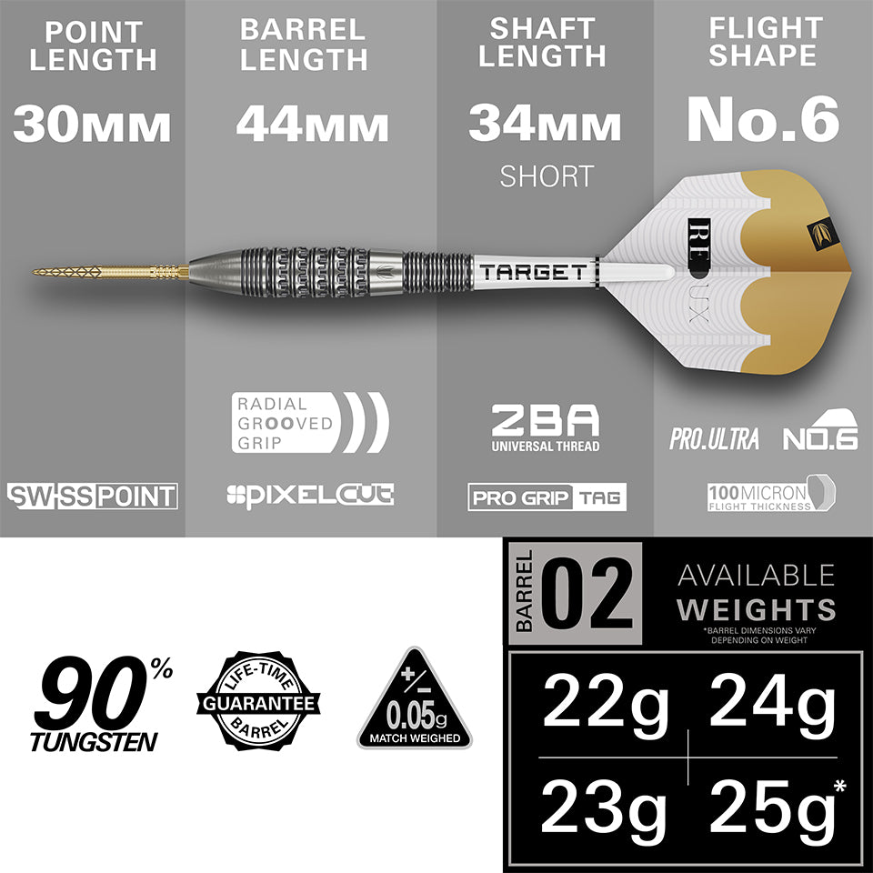 Target Redux 02 Swiss Point Steel Tip Darts - 23gm