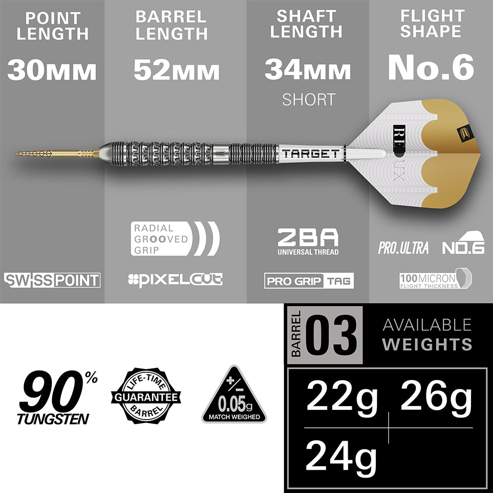 Target Redux 03 Swiss Point Steel Tip Darts - 22gm