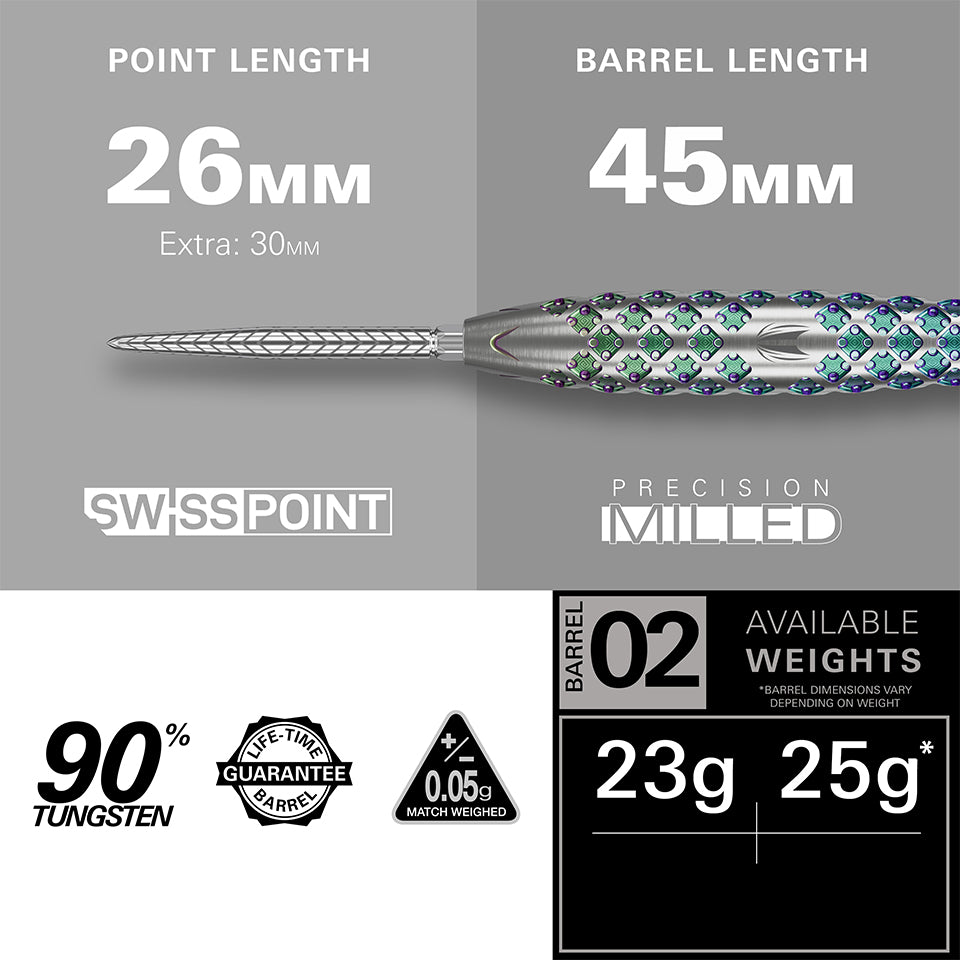 Target Rove 02 Swiss Point Steel Tip Darts - 23gm