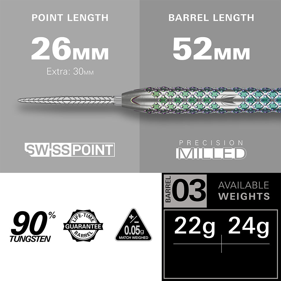 Target Rove 03 Swiss Point Steel Tip Darts - 24gm