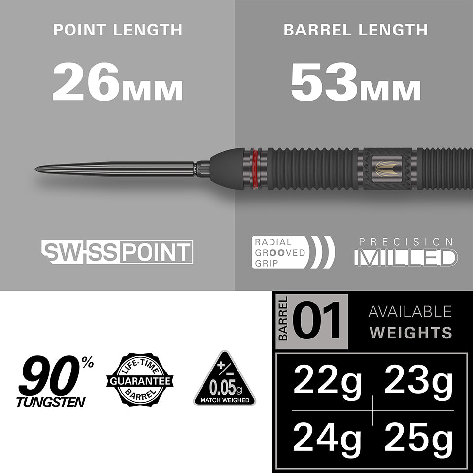 Target Scope 01 Swiss Point Steel Tip Darts - 22gm