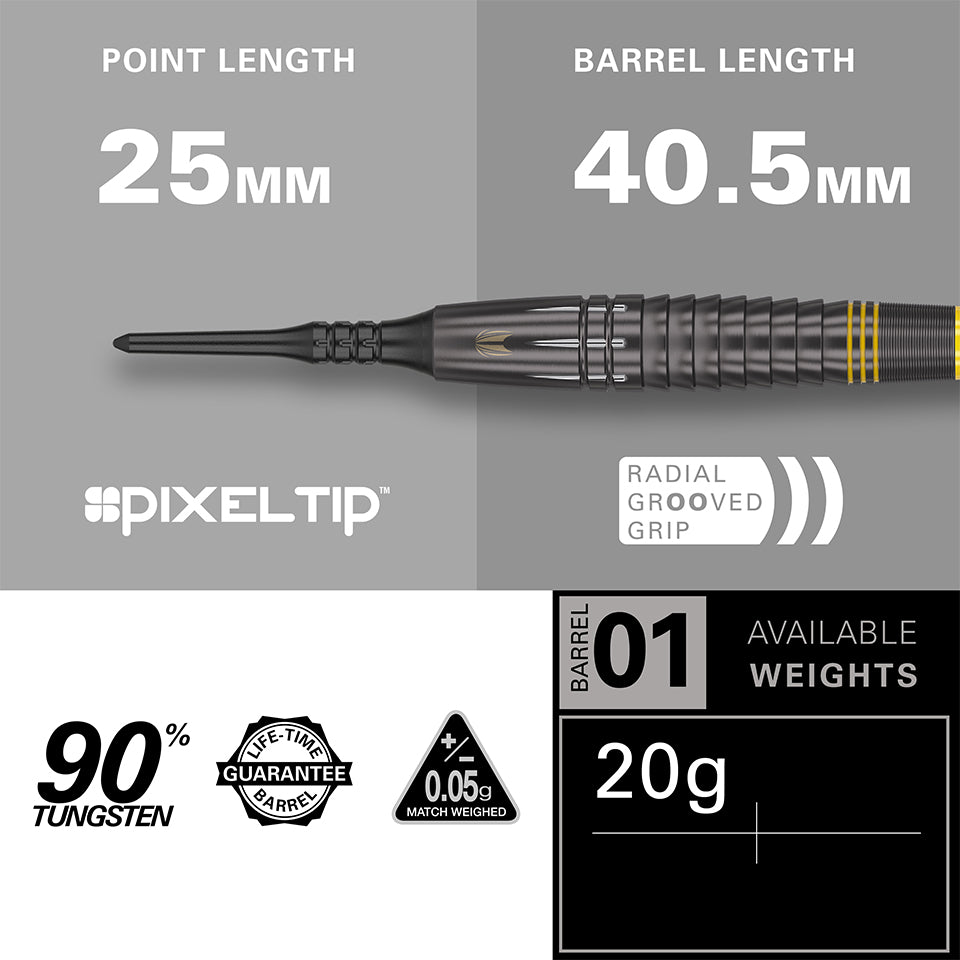 Target Scott Williams Black Soft Tip Darts - 20gm