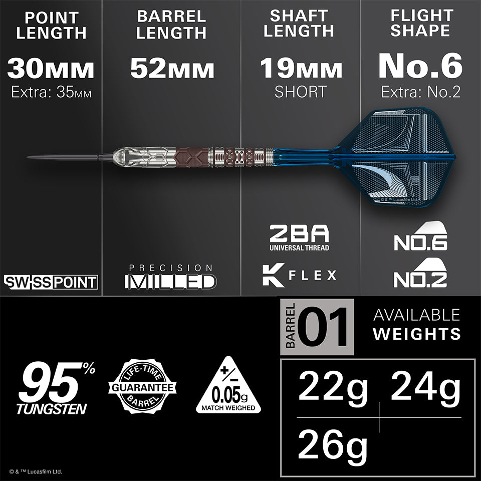 Target Star Wars Mandalorian Swiss Point Steel Tip Darts - 22gm