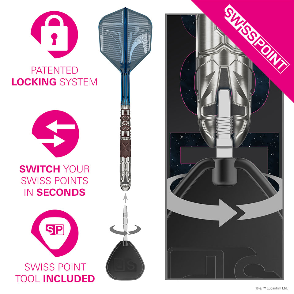 Target Star Wars Mandalorian Swiss Point Steel Tip Darts - 22gm