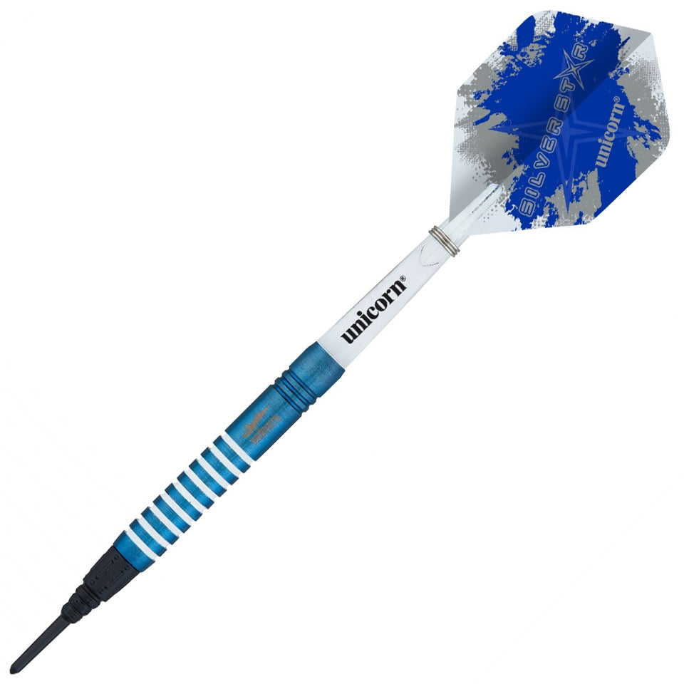 Unicorn Blue Silver Star Gary Anderson 2023 Soft Tip Darts - 19gm