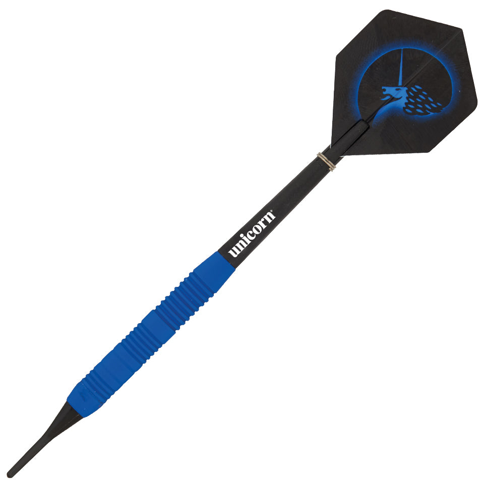 Unicorn Core Plus Rubberised Brass Soft Tip Darts - 16gm Blue