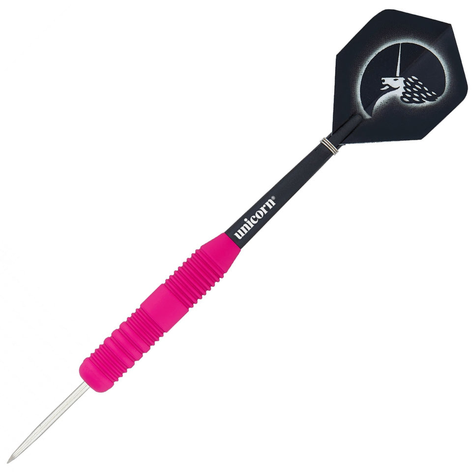 Unicorn Core Plus Rubberised Brass Steel Tip Darts - 22gm Pink