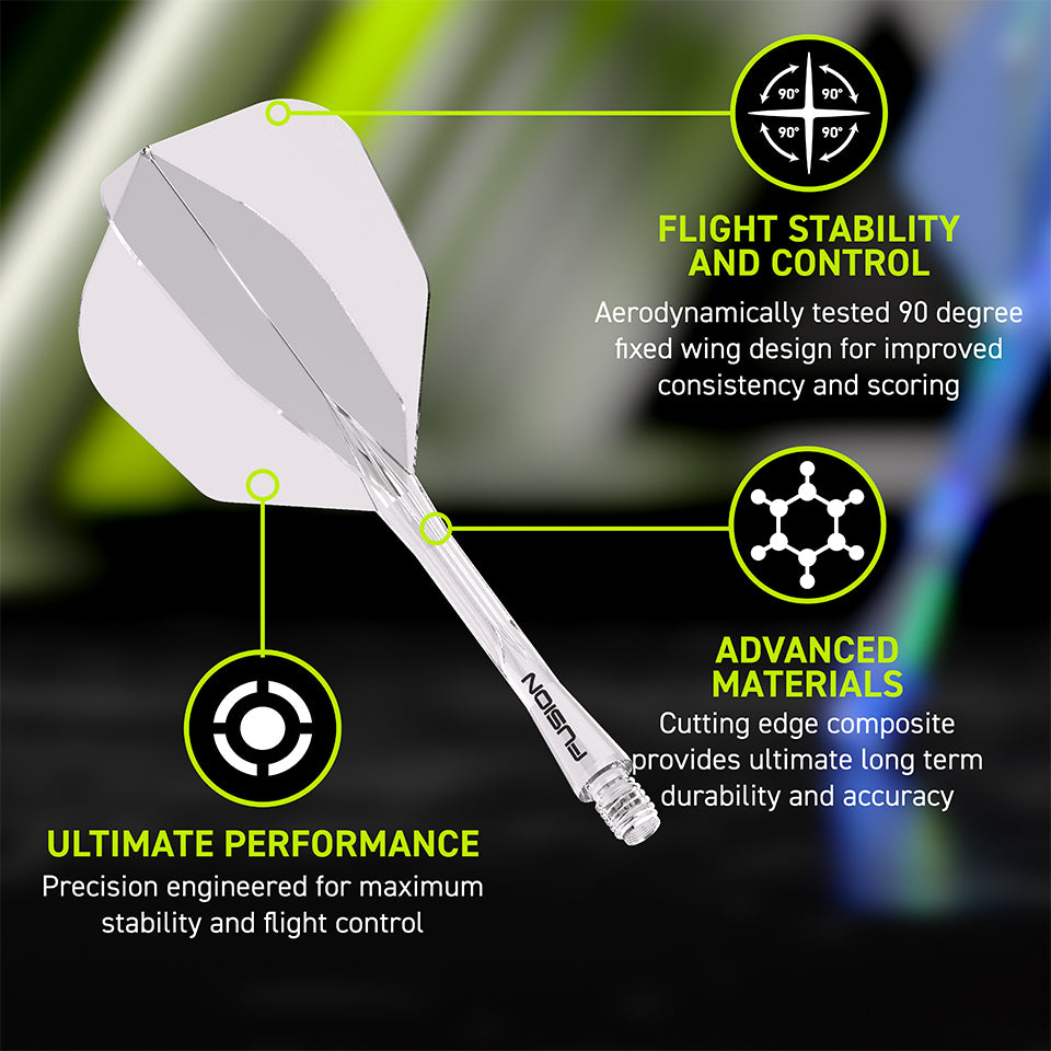 Winmau Fusion Integrated Flight & Shaft System - No6 Short Clear