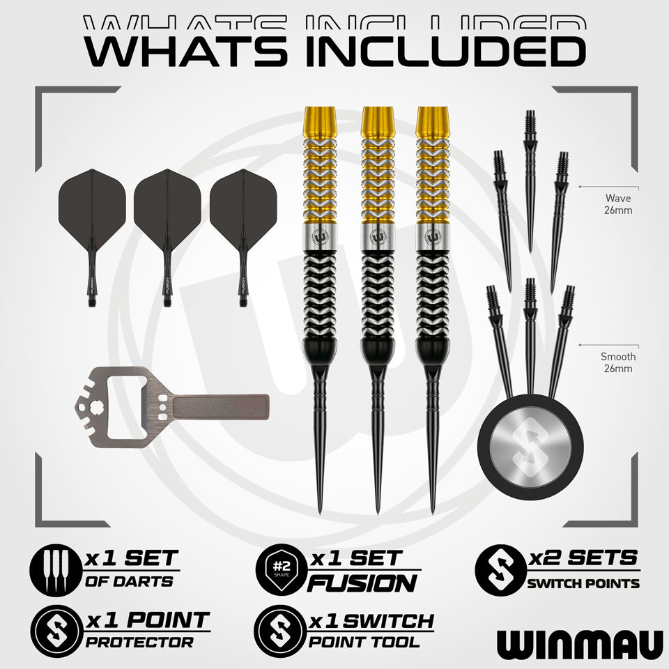 Winmau Frontier Collection Exion Parallel Switch Point Steel Tip Darts - 23gm