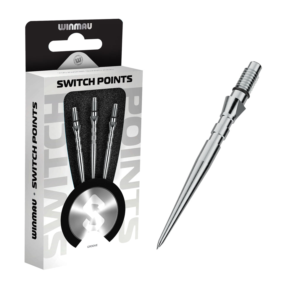 Winmau Grooved Switch Points - Silver Effect 26mm