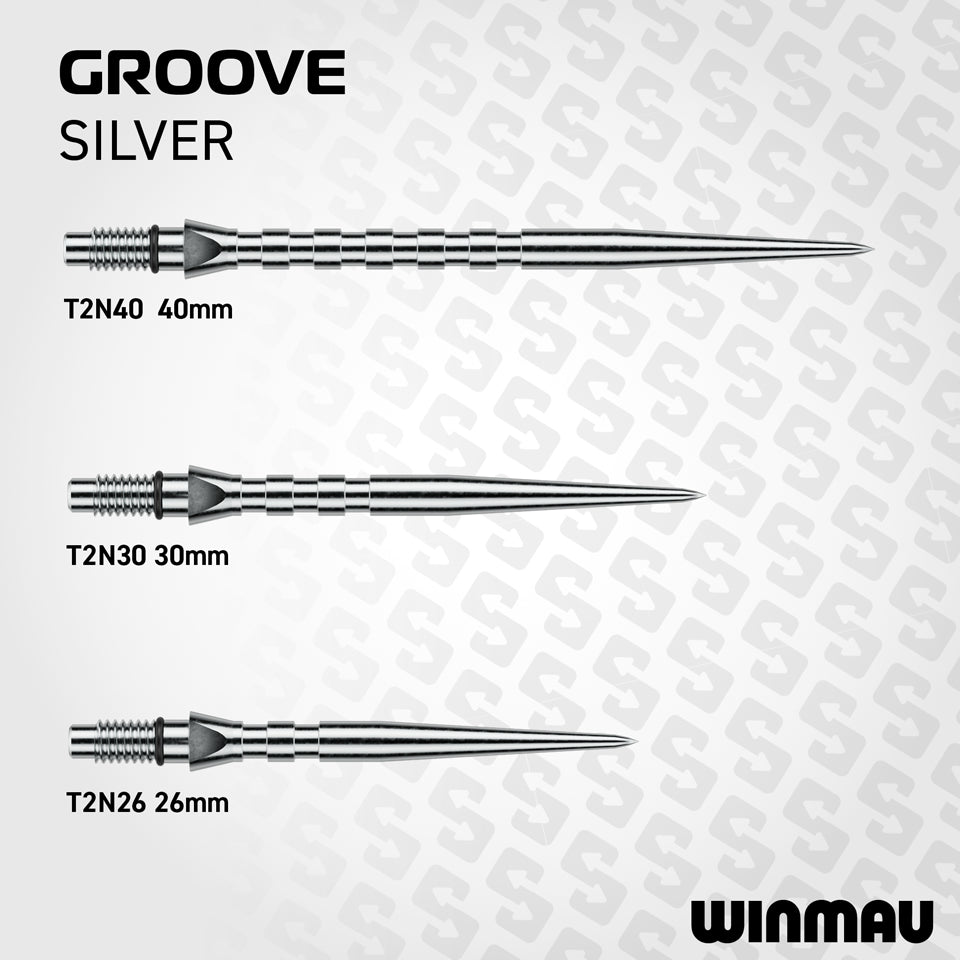 Winmau Grooved Switch Points - Silver Effect 26mm