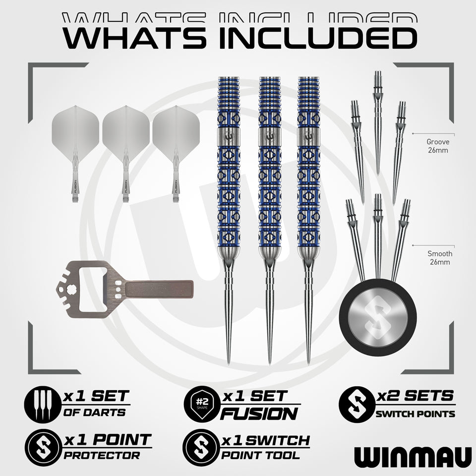 Winmau Frontier Collection Lunaris Parallel Switch Point Steel Tip Darts - 25gm