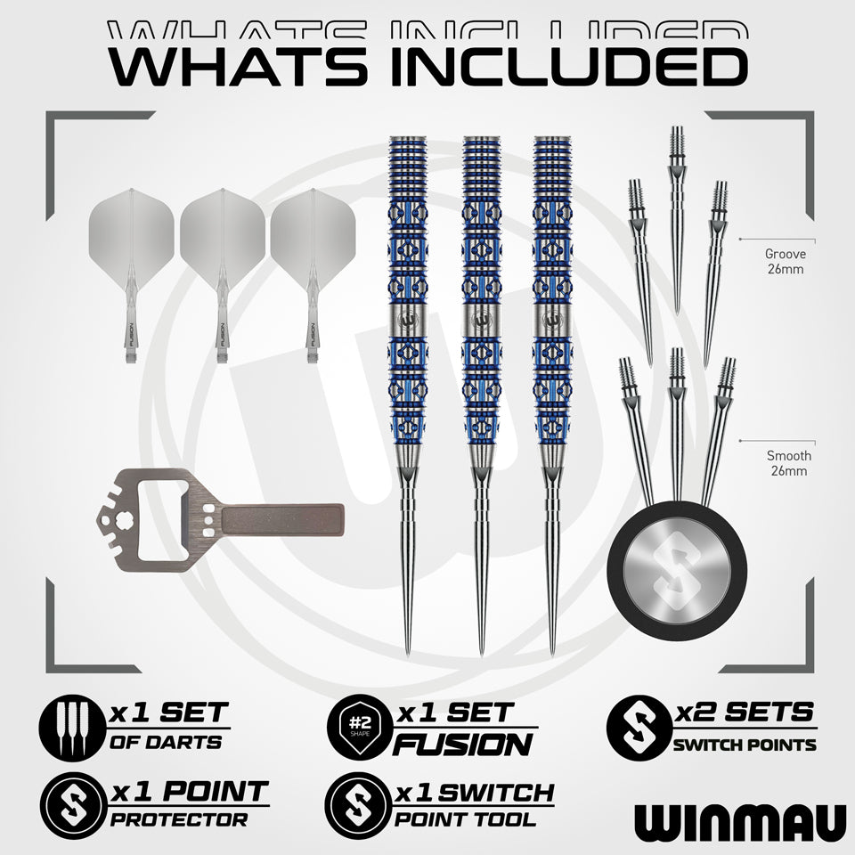 Winmau Frontier Collection Lunaris Tapered Switch Point Steel Tip Darts - 24gm