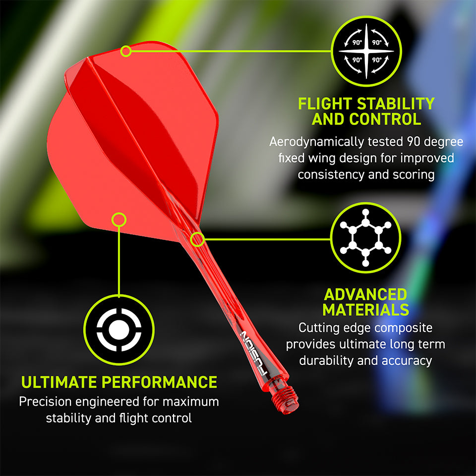 Winmau Fusion Integrated Flight & Shaft System - No2 Short Red