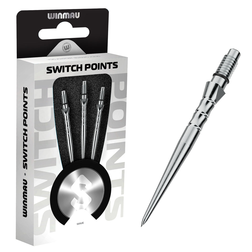 Winmau Wave Switch Points - Silver Effect 26mm