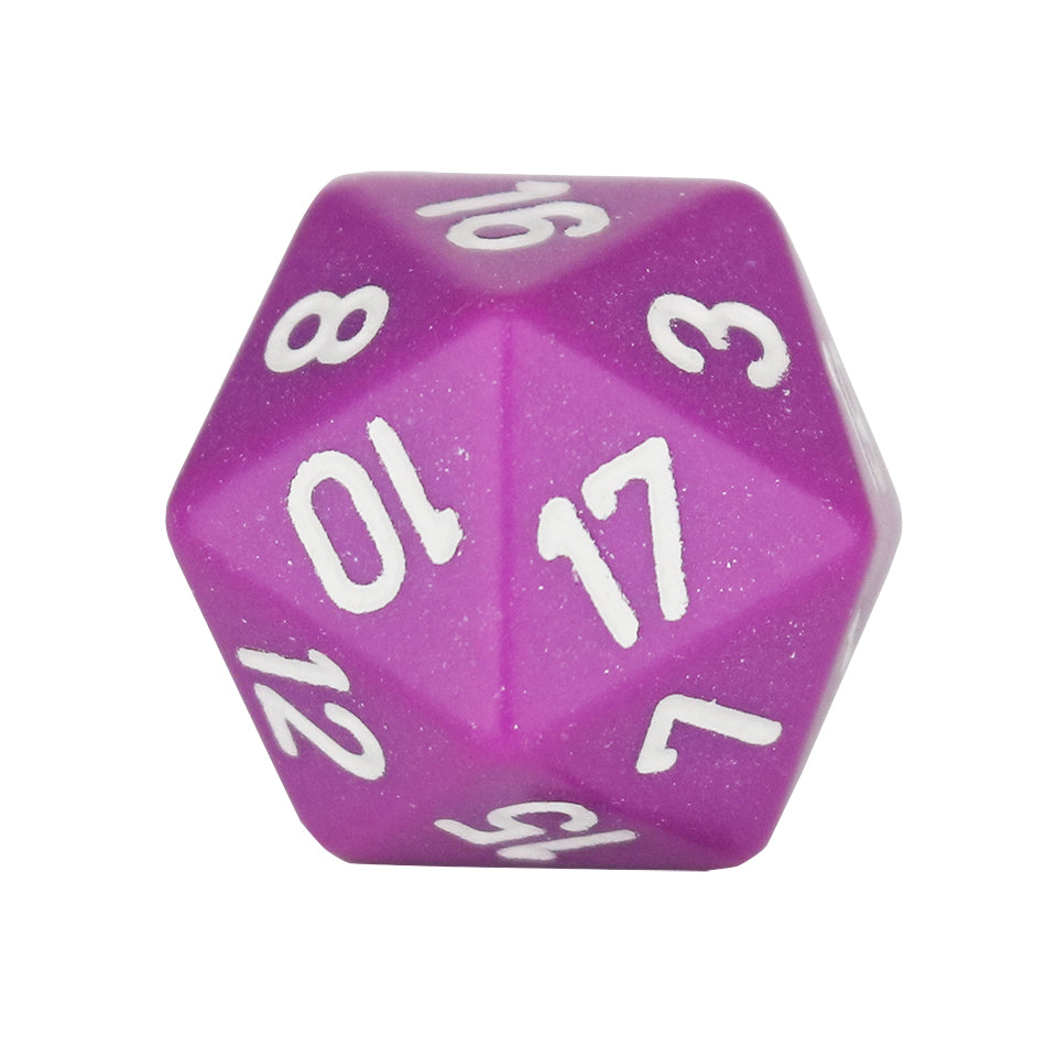 20mm Square Corner D20 Dice - Light Purple With White Numbers