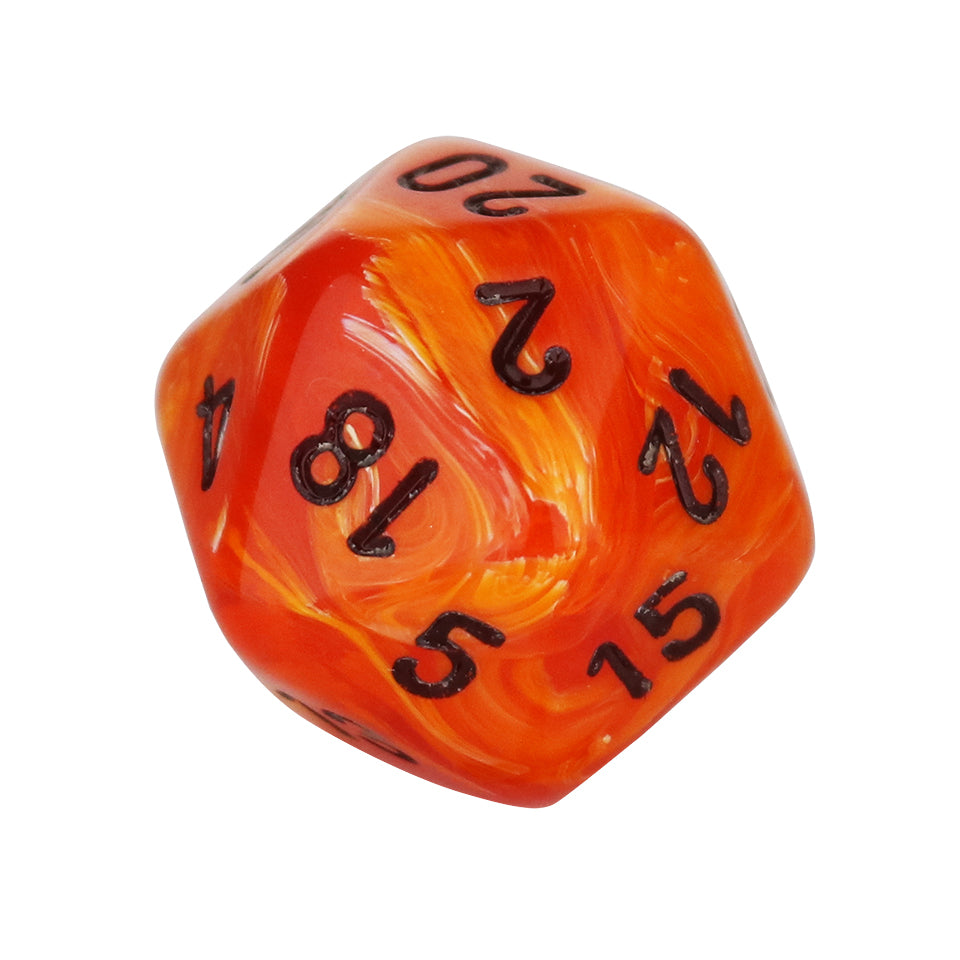 20mm Square Corner D20 Dice - Orange With Black Numbers