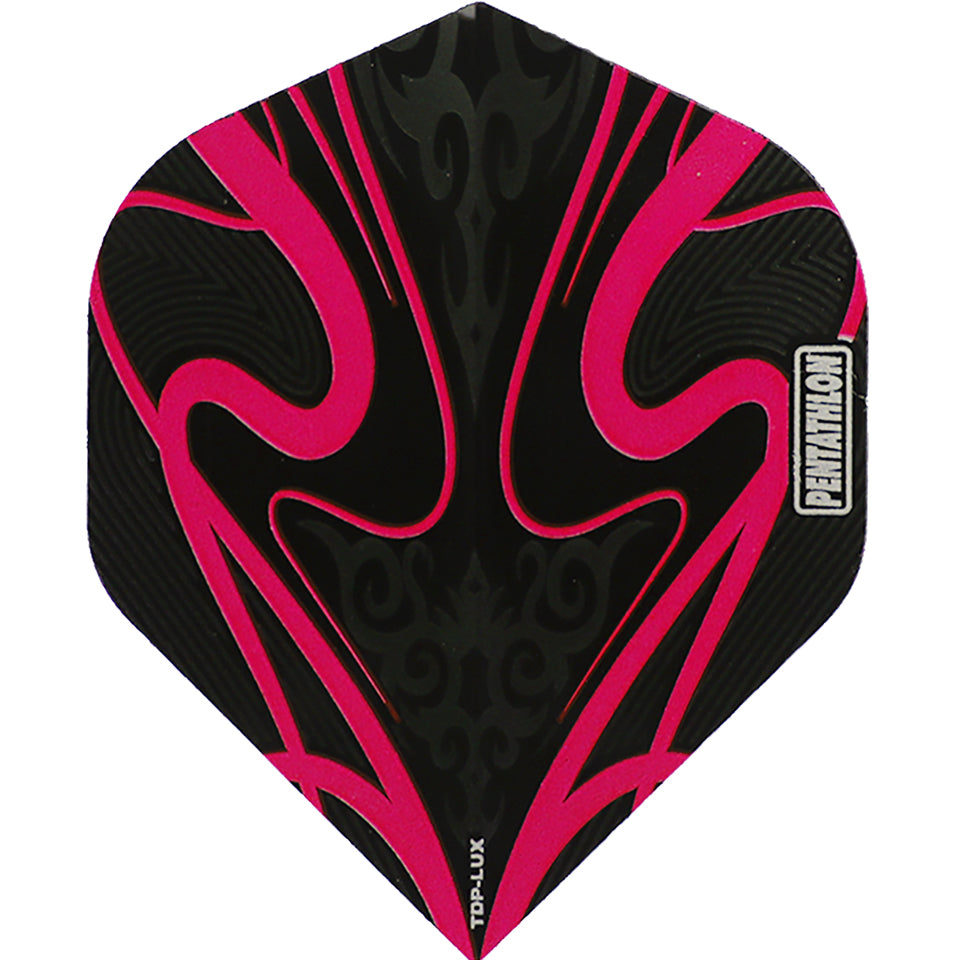 Pentathlon Dart Flights - 100 Micron Standard Black With Pink