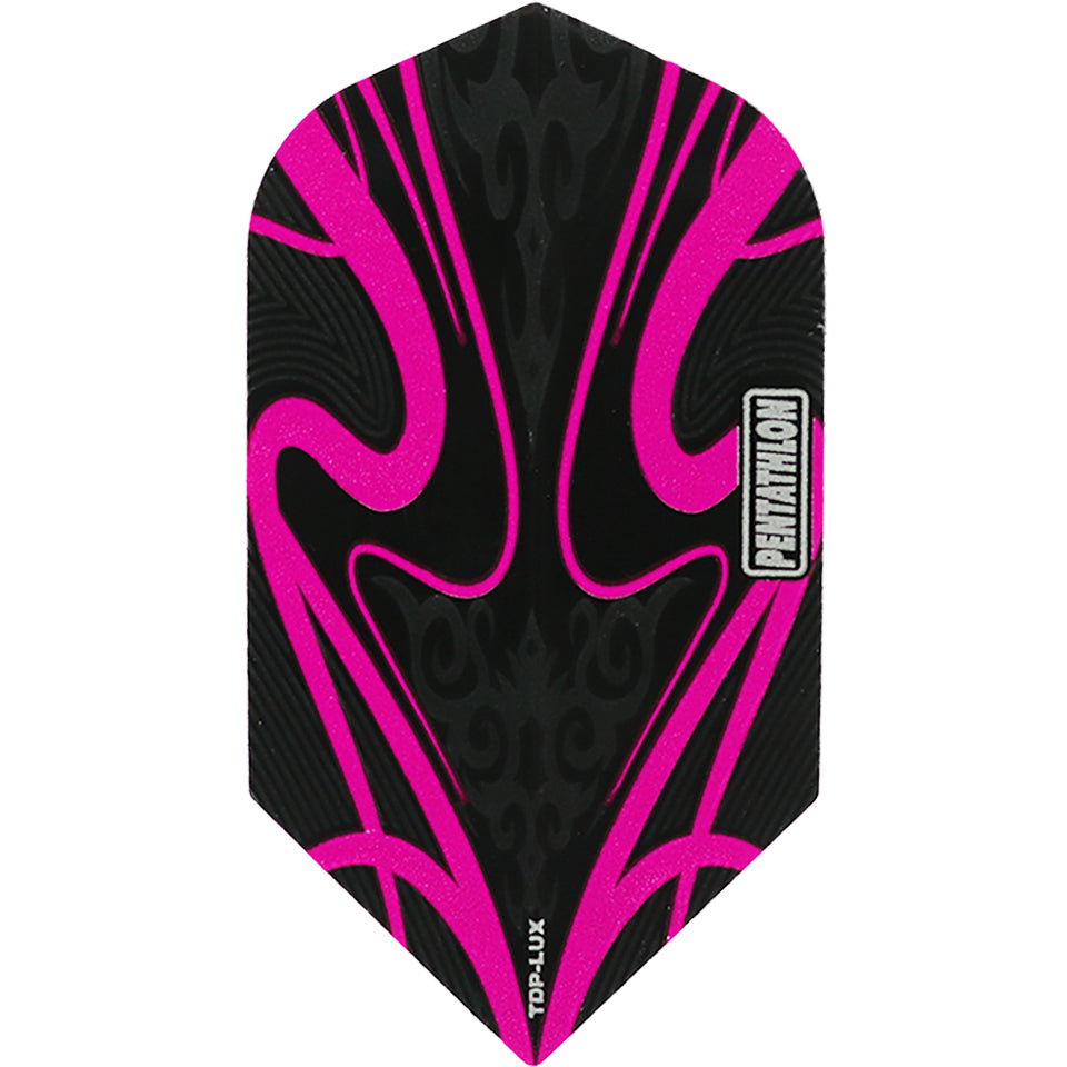 Pentathlon Dart Flights - 100 Micron Slim Black With Pink