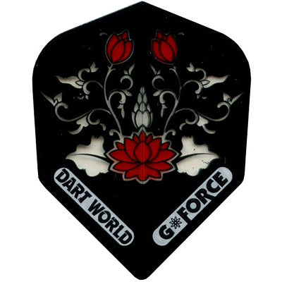 Dart World G-Force Dart Flights - Shape Clear Black Red Flowers