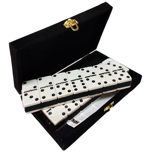 Jumbo Double 6 Dominoes With Spinners - Black & White