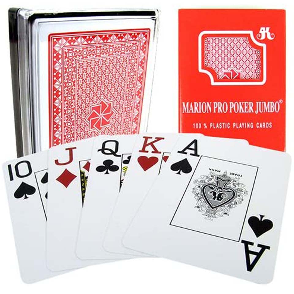 Marion Pro 100% Plastic Jumbo Index Cards - Poker Size - Red
