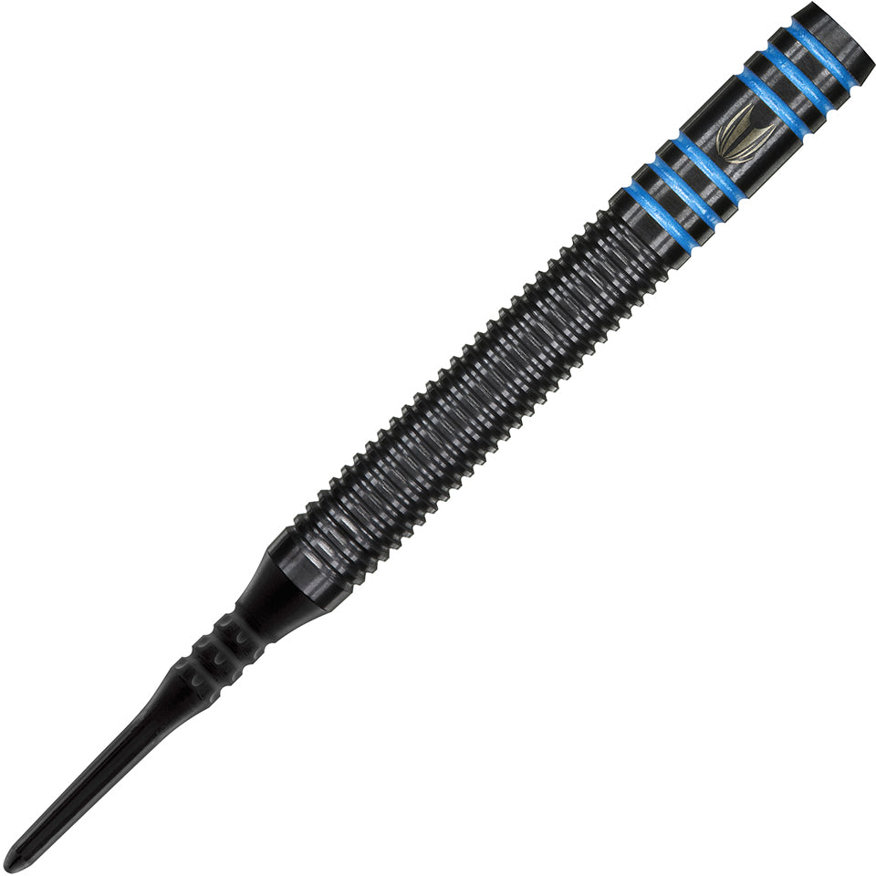 Target Vapor 8 Black Soft Tip Darts - Ringed Grip Blue 18gm