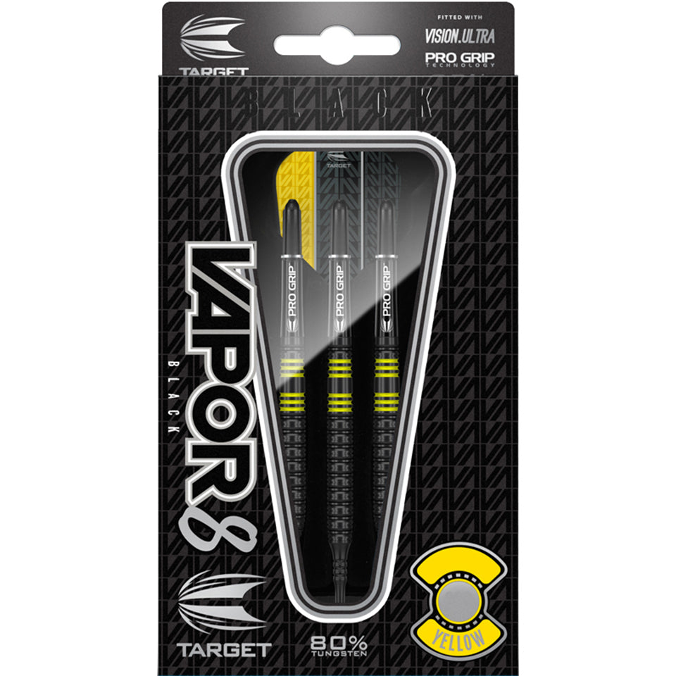 Vapor8 Black Soft Tip Darts - Yellow 19gm
