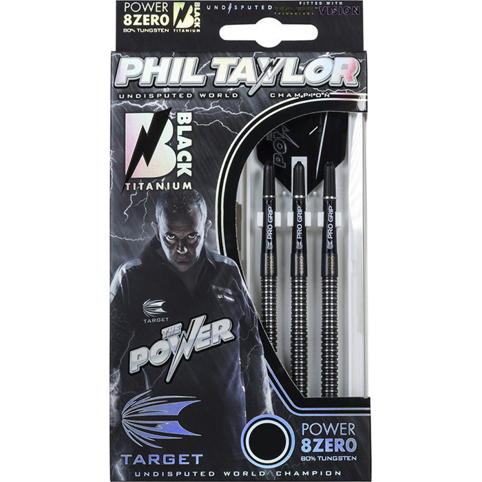 Power 8zero Steel Tip Darts - Black Phil Taylor 21gm