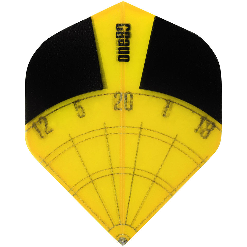 One80 Dart Flights - 100 Micron Standard Dartboard Black And Yellow