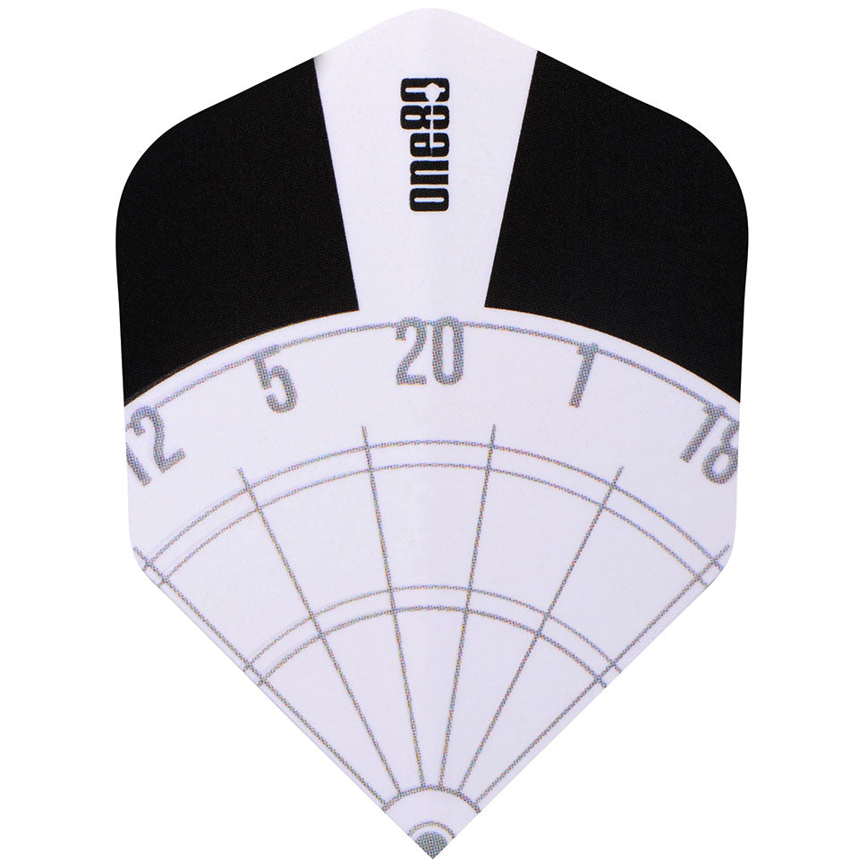 One80 Dart Flights - 100 Micron Shape Dartboard Black And White