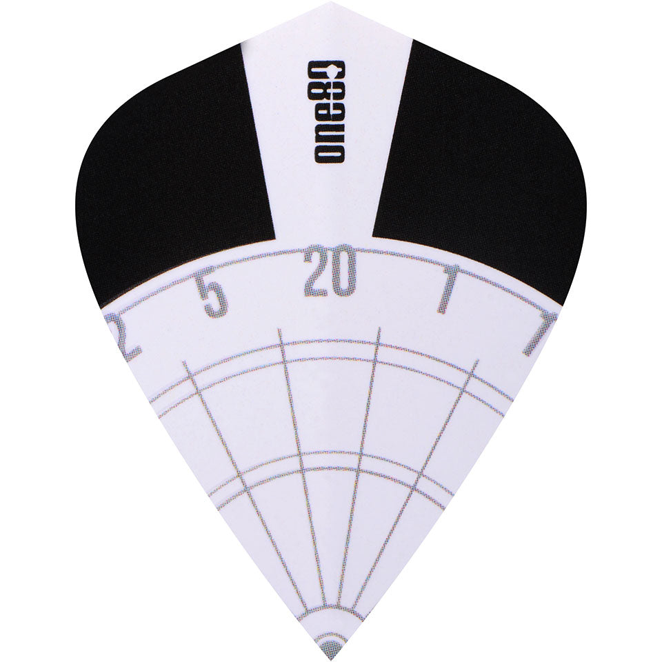 One80 Dart Flights - 100 Micron Kite Dartboard Black And White