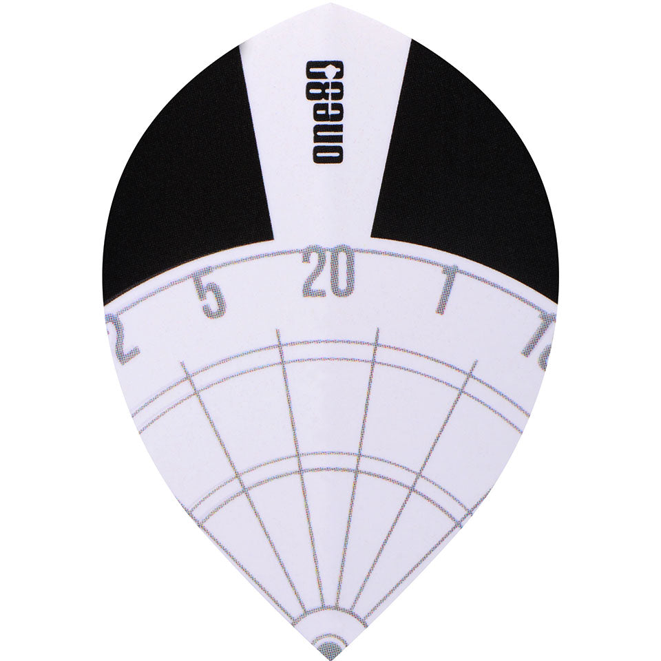 One80 Dart Flights - 100 Micron Pear Dartboard Black And White