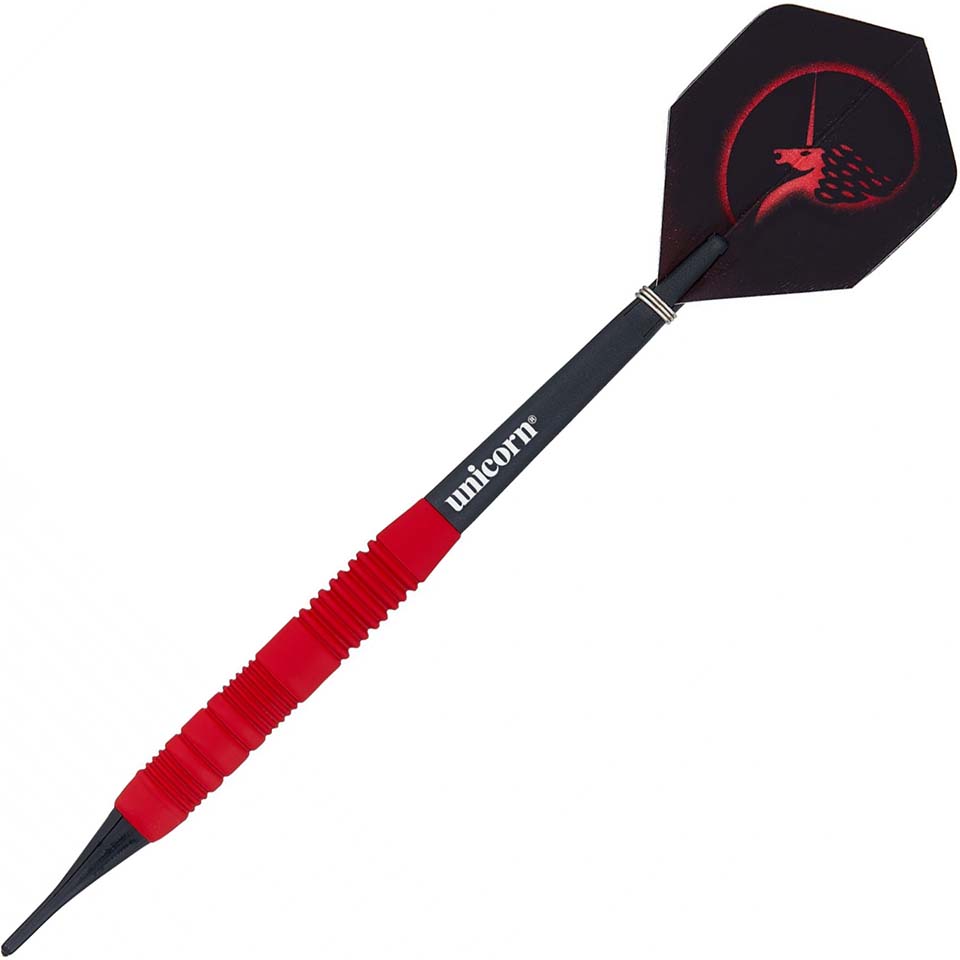 Unicorn Core Plus Rubberised Brass Soft Tip Darts - 16gm Red