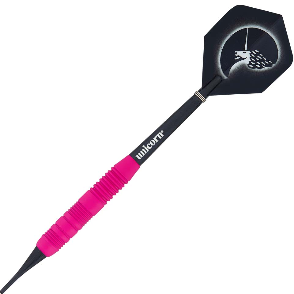 Unicorn Core Plus Rubberised Brass Soft Tip Darts - 17gm Pink