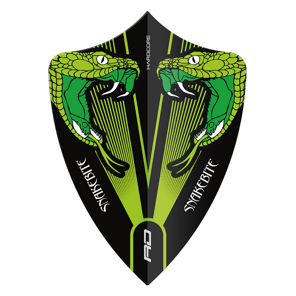 Red Dragon Hardcore Snakebite Transparent Dart Flights - Freestyle Green