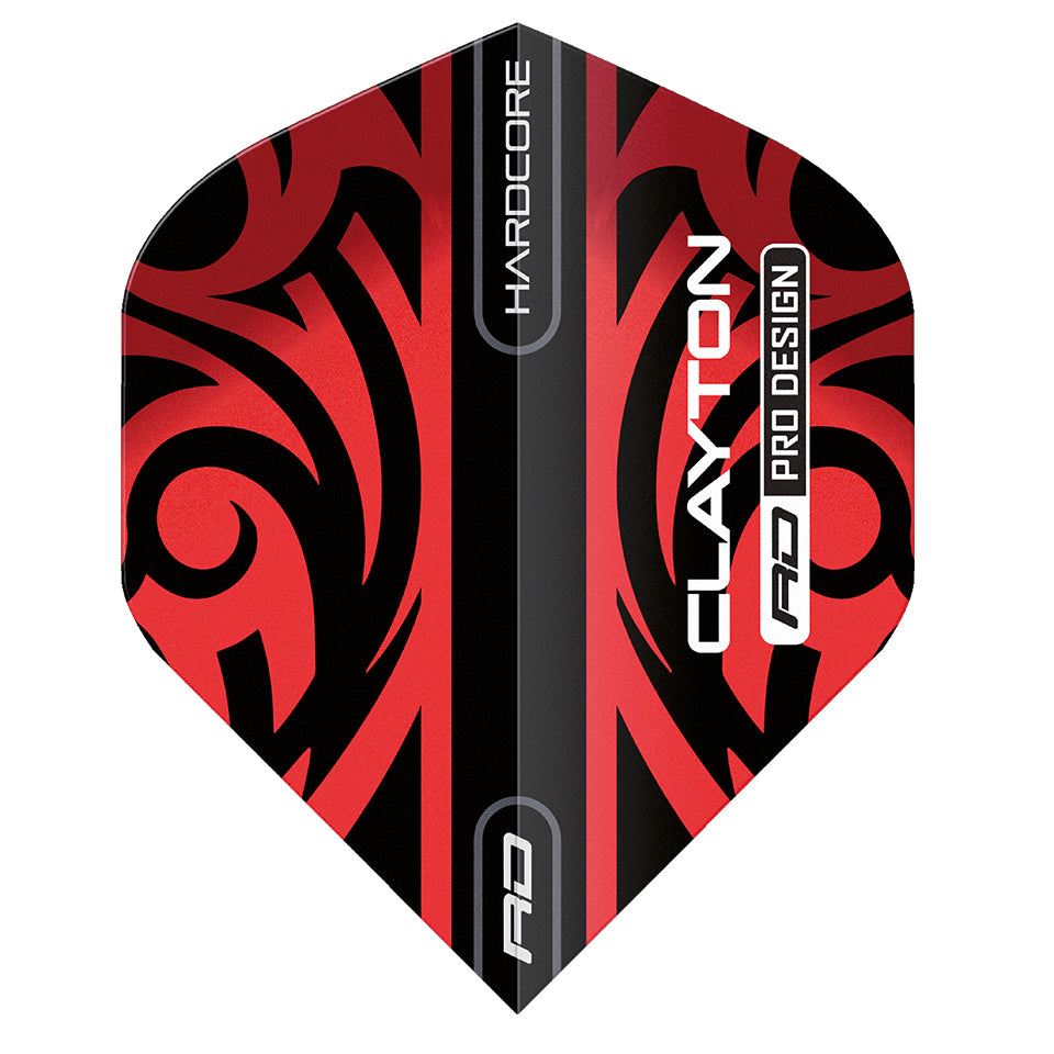 Red Dragon Hardcore Jonny Clayton Tribal Dart Flights - Standard Red