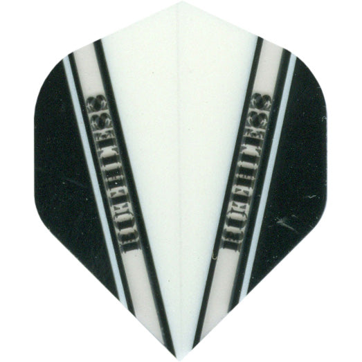 Ruthless Dart Flights - 100 Micron Standard V Pattern White Black And Clear