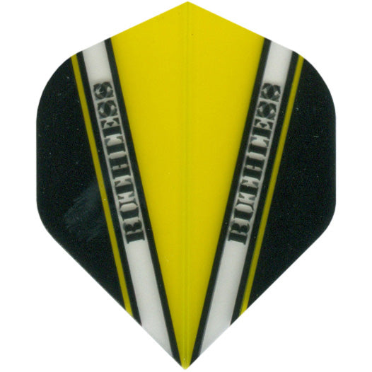 Ruthless Dart Flights - 100 Micron Standard V Pattern Yellow Black And Clear