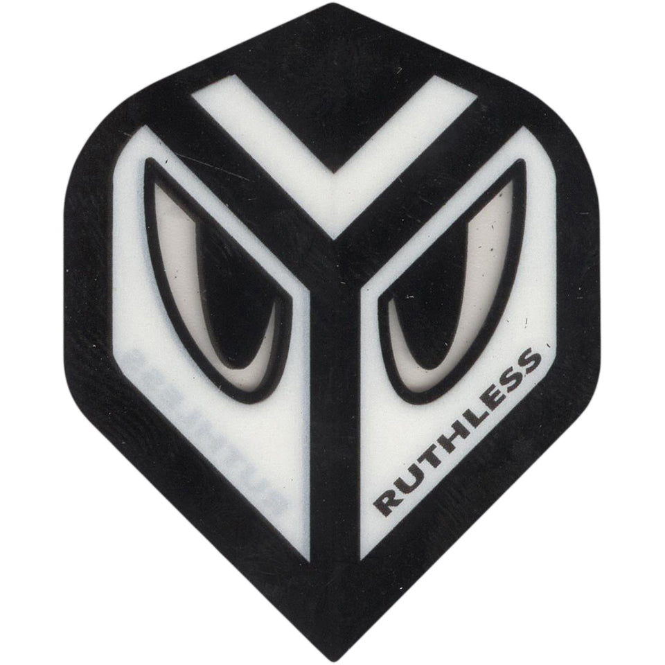 Ruthless Dart Flights - 100 Micron Standard White And Black With Eyes