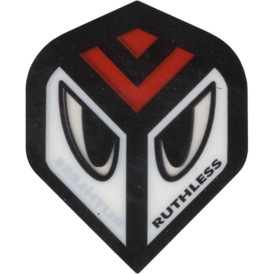 Ruthless Dart Flights - 100 Micron Standard Red White And Black With Eyes