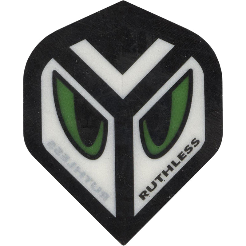 Ruthless Dart Flights 100 Micron Standard White And Black With Green