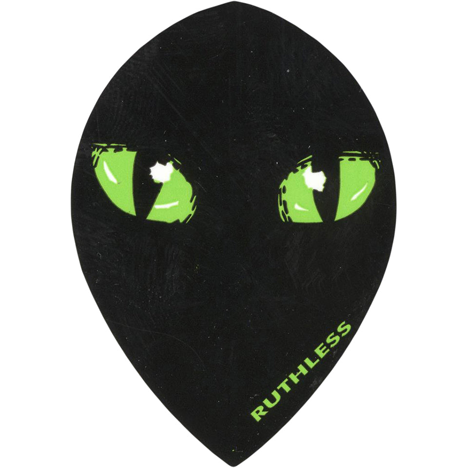 Ruthless Dart Flights - 100 Micron Pear Black With Green Eyes