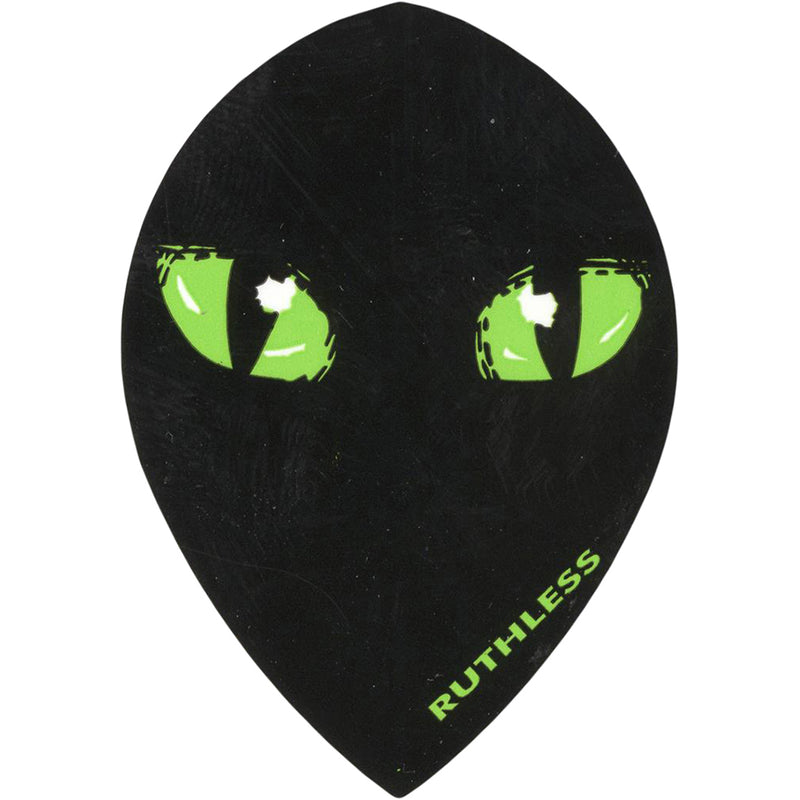 Ruthless Dart Flights 100 Micron Pear Black With Green Eyes