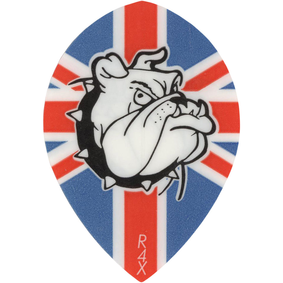 R4x Dart Flights - 100 Micron Pear British Flag With Bulldog